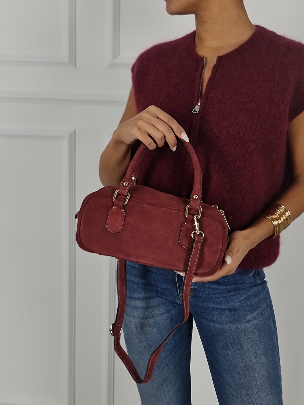 Сумка My Little Italy натуральная замша маленькая винная, фотография №2