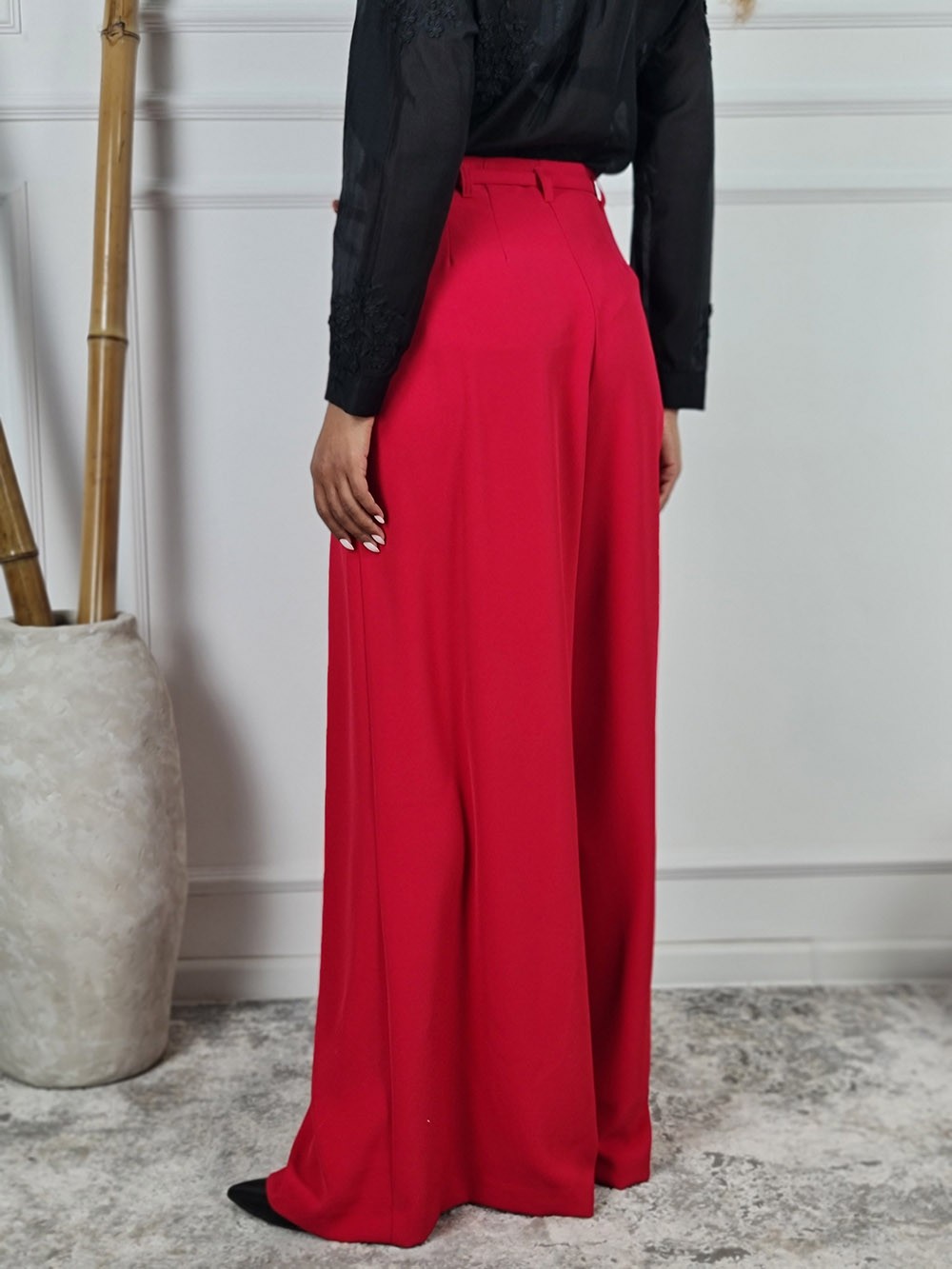 Брюки Imperial палаццо с тонким ремнем красные, фотография №4