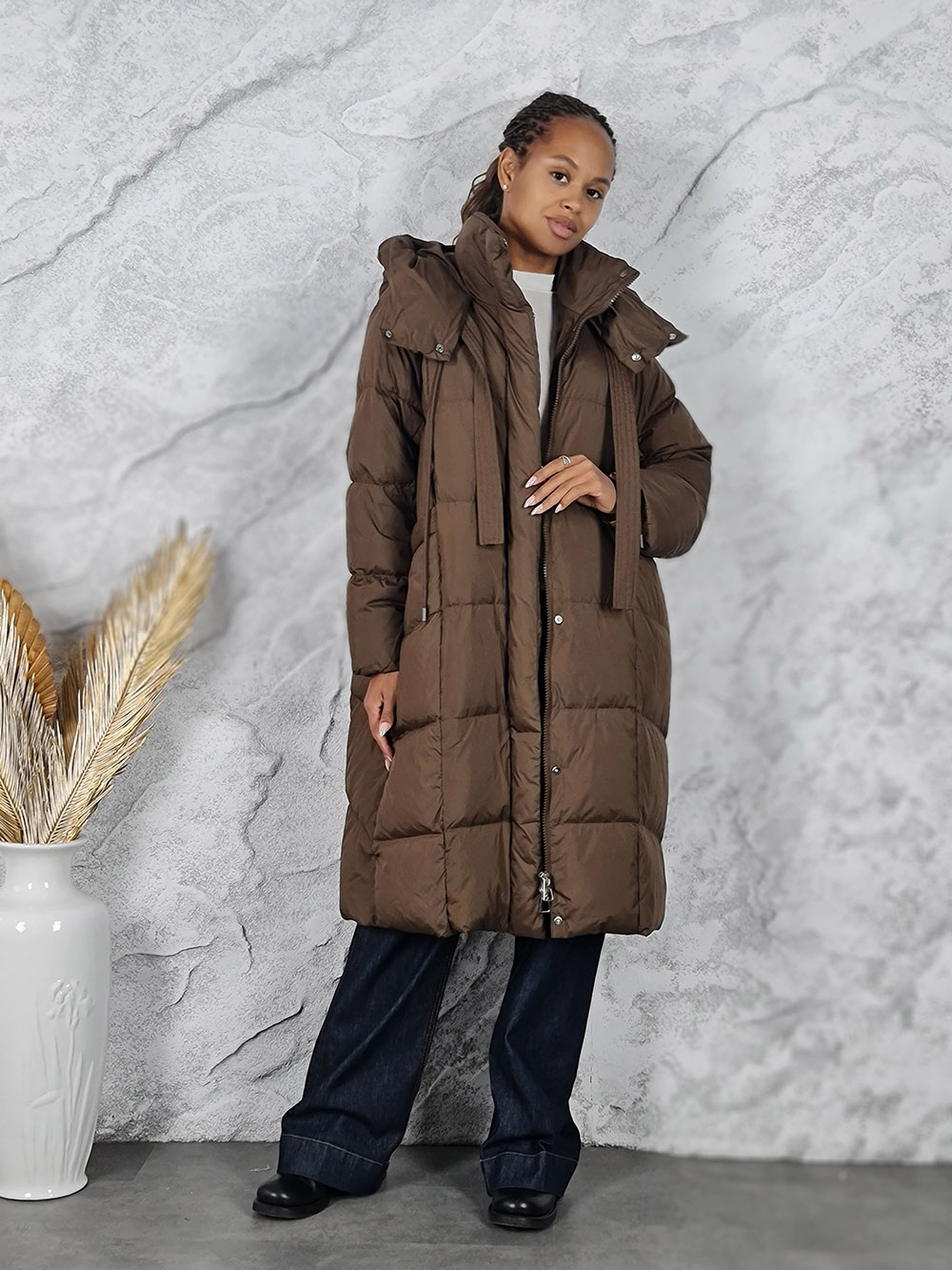 Пуховик Please длинный шоколад, фотография №2