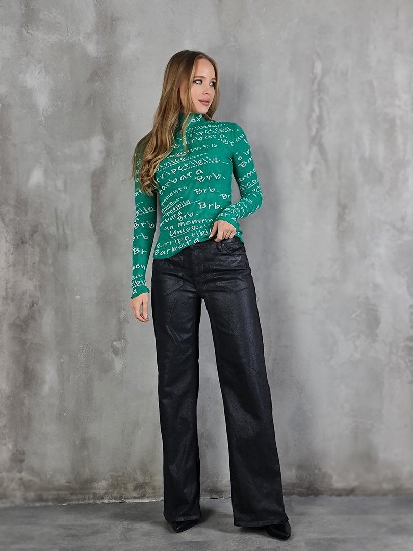 Водолазка Barbara Alvisi с надписями зелёная, фотография №3