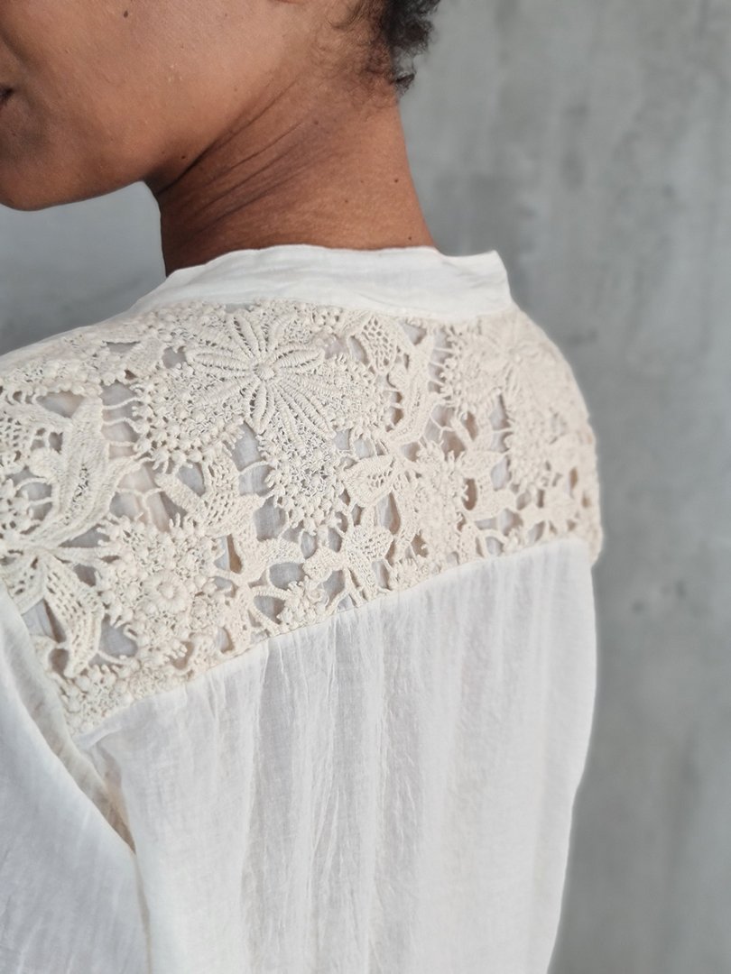 Рубашка STAR с кружевом на спине кремовая, фотография №5