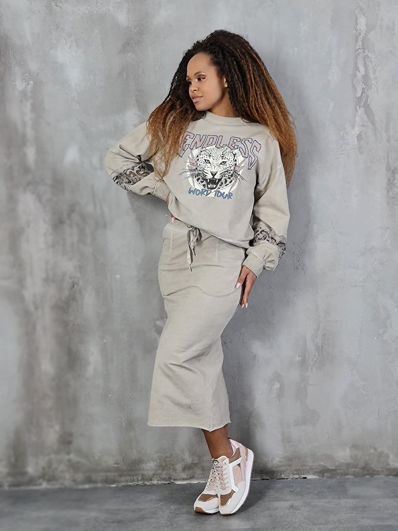 Юбка MIHO'S удлиненная с карманами на резинке бежевая, фотография №2