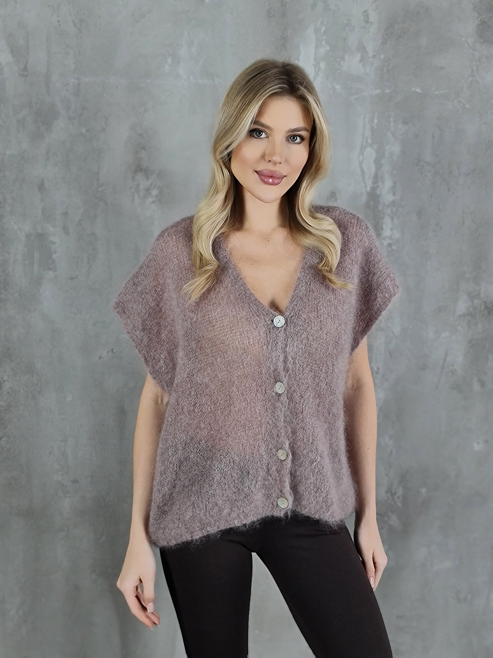 Жилет кид мохер плотная вязка шоколад, фотография №1