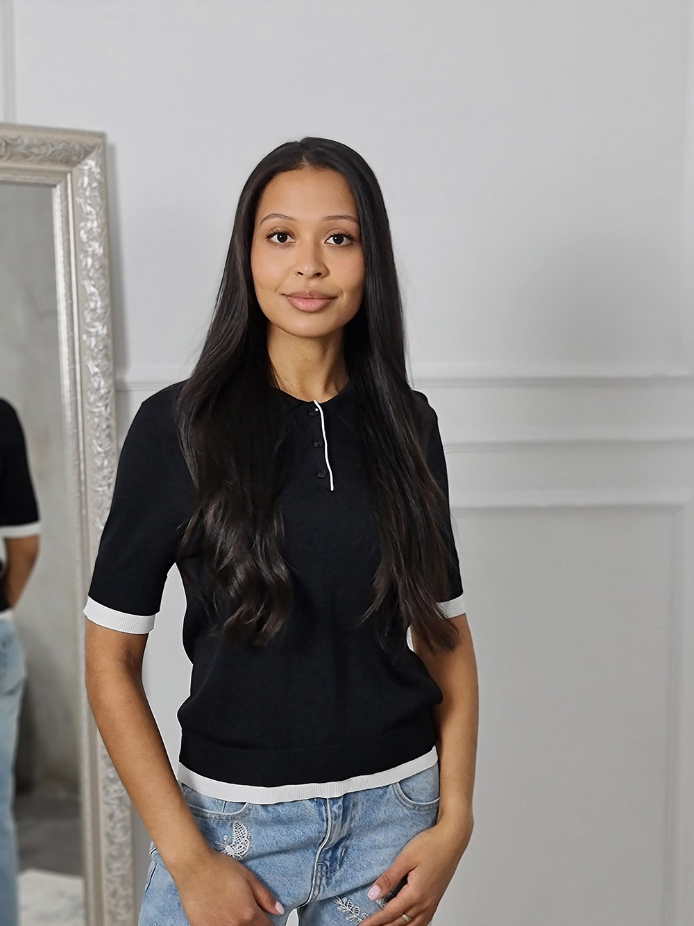 Поло Imperial с белой окантовкой черное, фотография №1