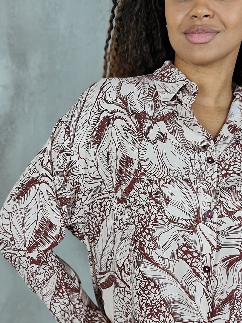 Рубашка Imperial с красными узорами кремовая, фотография №6