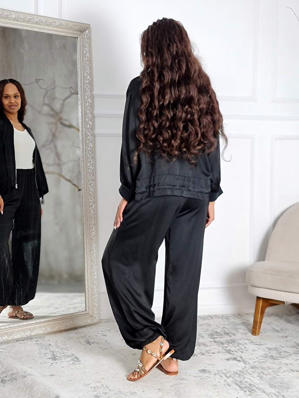 Костюм JNJ counture бомбер на молнии + брюки черный, фотография №2