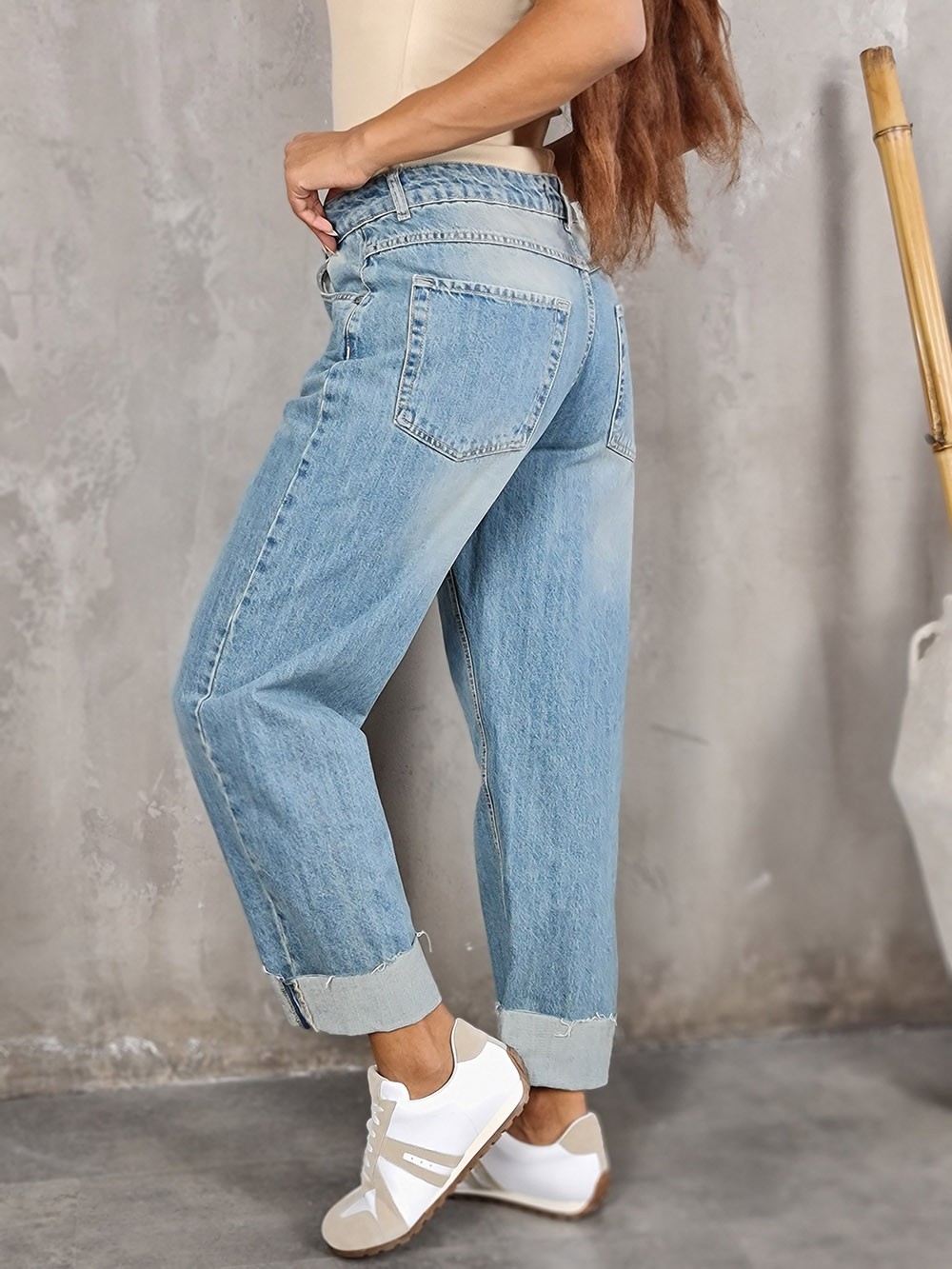 Джинсы Souvenir с подворотами и обрезанным краем голубые, фотография №2