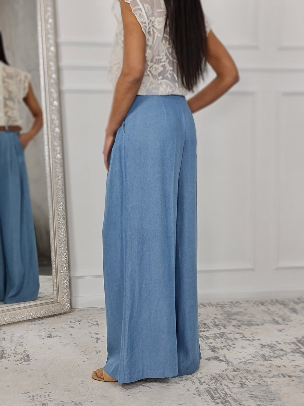 Брюки Imperial с ремнем голубые, фотография №4