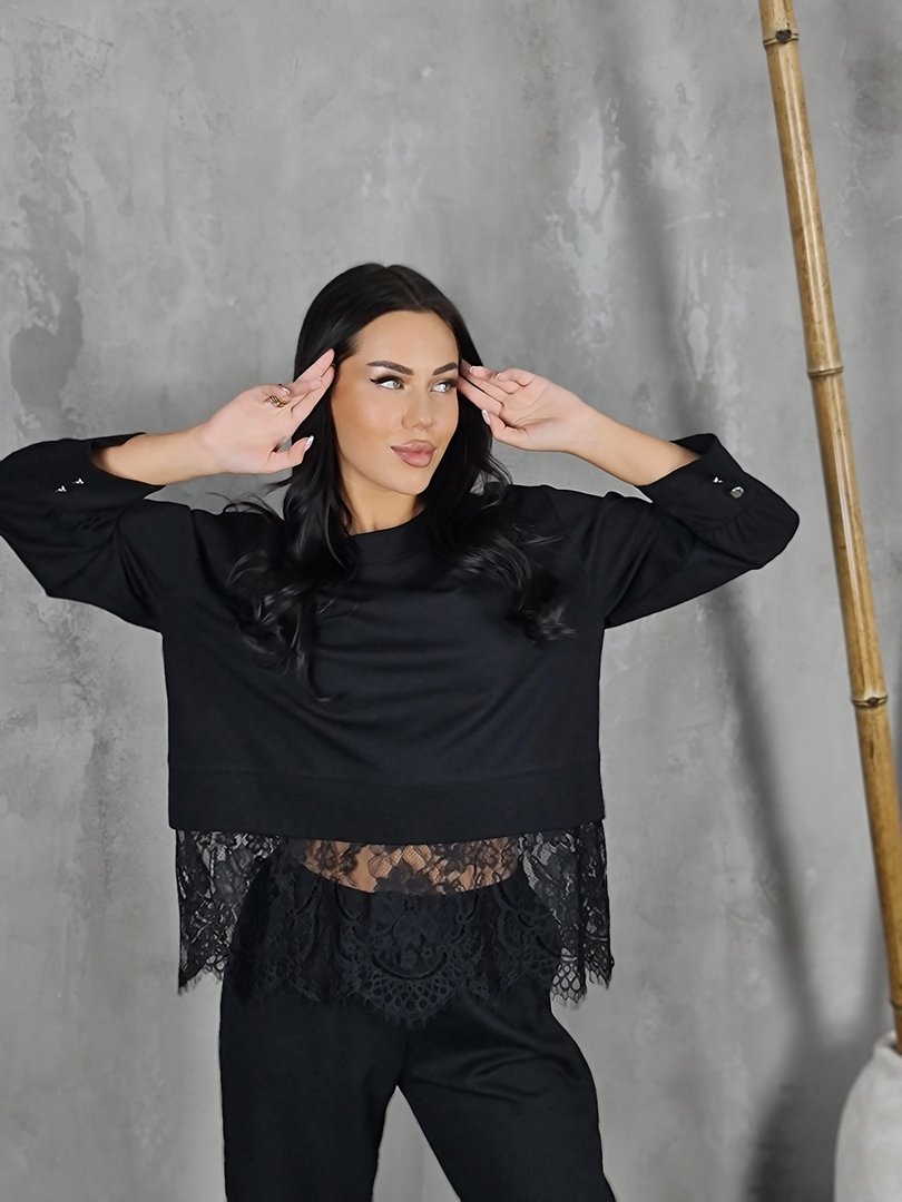 Костюм Imperial свитшот с кружной вставкой и брюки черный, фотография №3