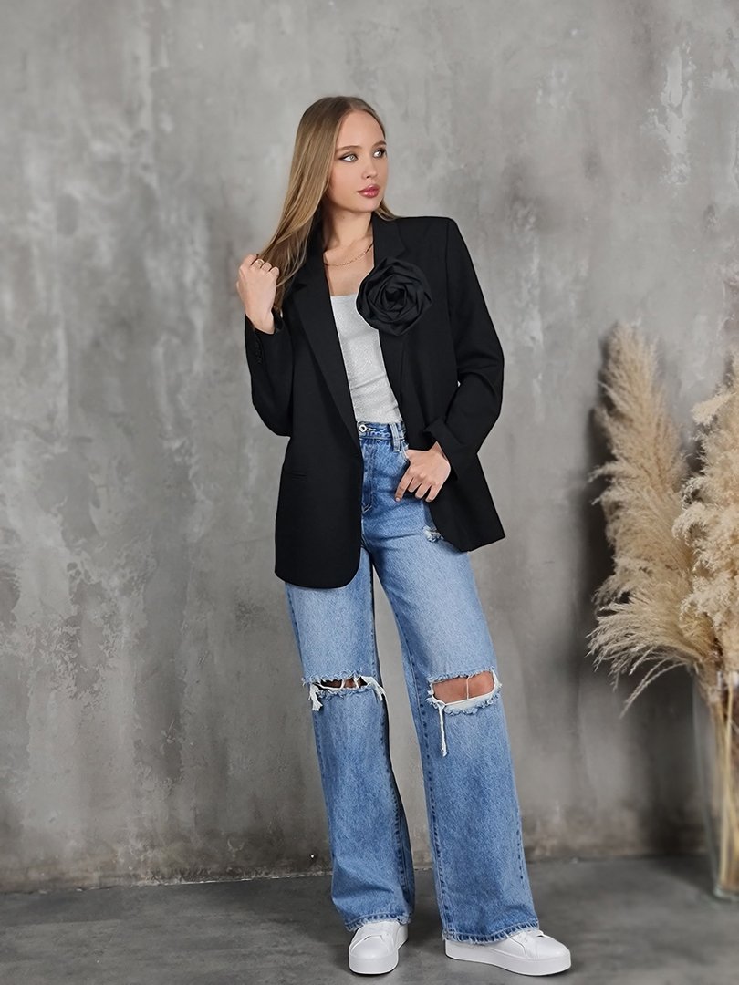 Пиджак Vicolo с брошью розой чёрный, фотография №6