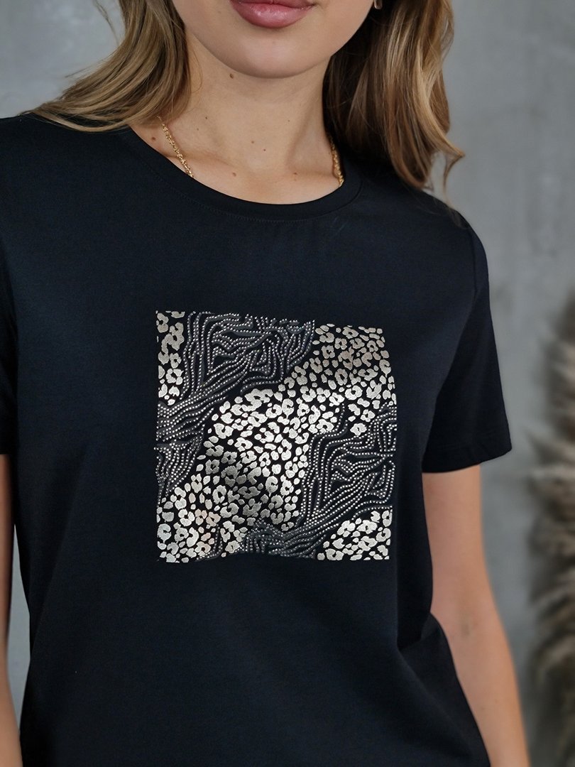 Футболка li.fe style с леопард принтом черная, фотография №3