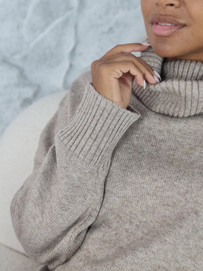 Джемпер Lara удлиненный с высоким горлом тортора, фотография №7