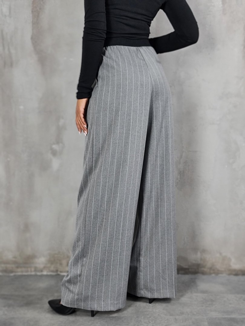 Брюки Vicolo палаццо на резинке в полоску серые, фотография №3