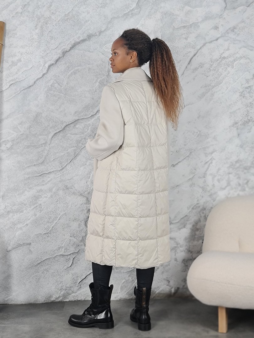 Пальто Lara комбинированное молочное, фотография №5