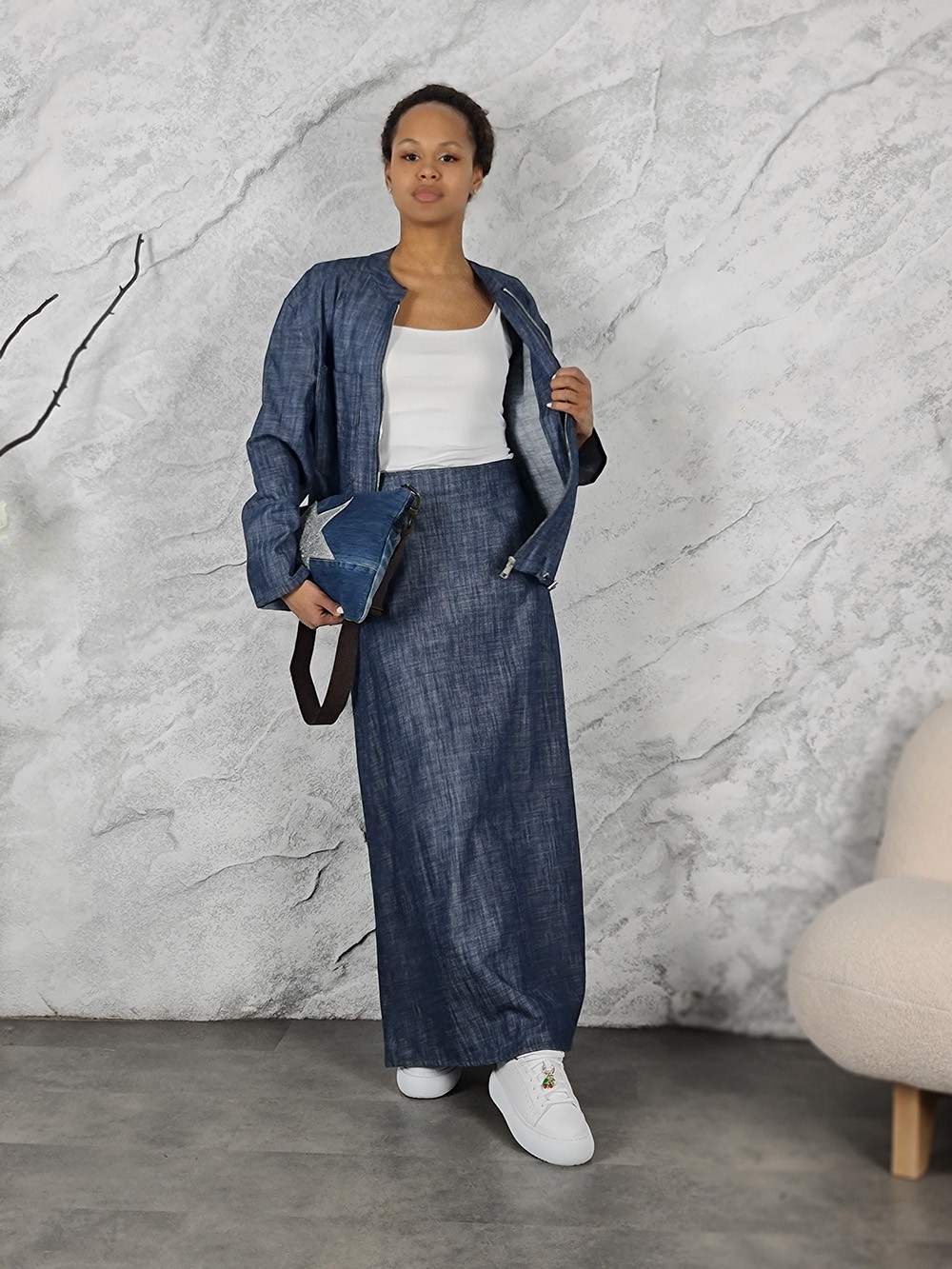 Костюм CLOTHÉ бомбер и юбка синий, фотография №1