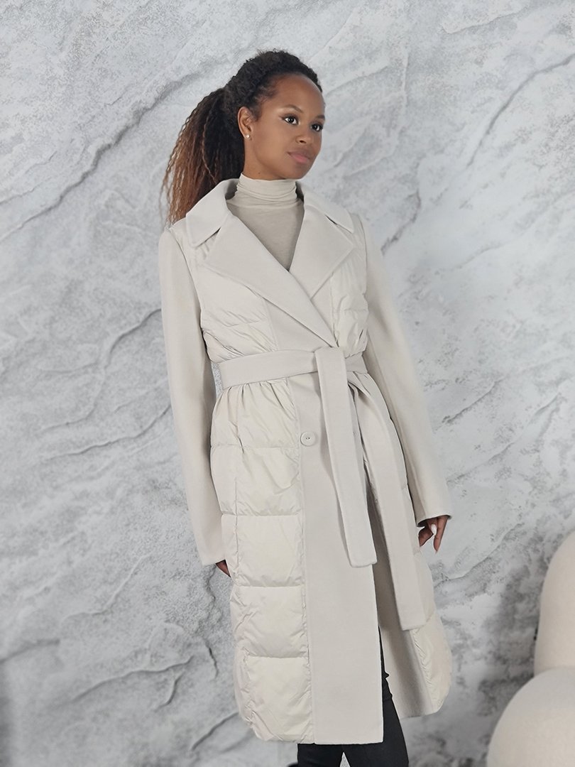 Пальто Lara комбинированное молочное, фотография №4