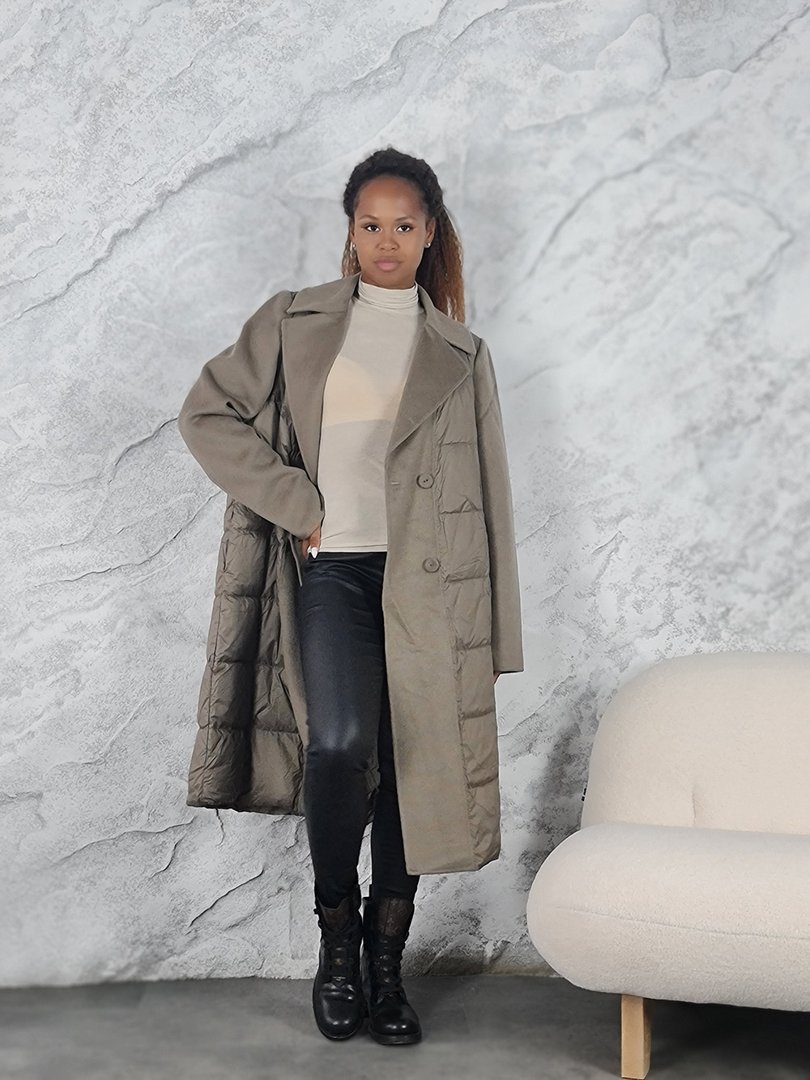 Пальто Lara комбинированное мокко, фотография №1