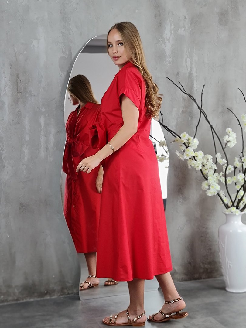 Платье Imperial с поясом красное, фотография №2