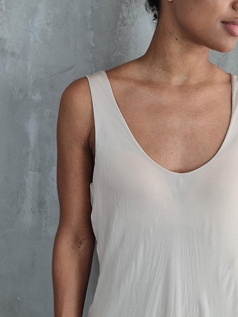 Сарафан Silk New в пол вискоза и шёлк кремовый, фотография №3