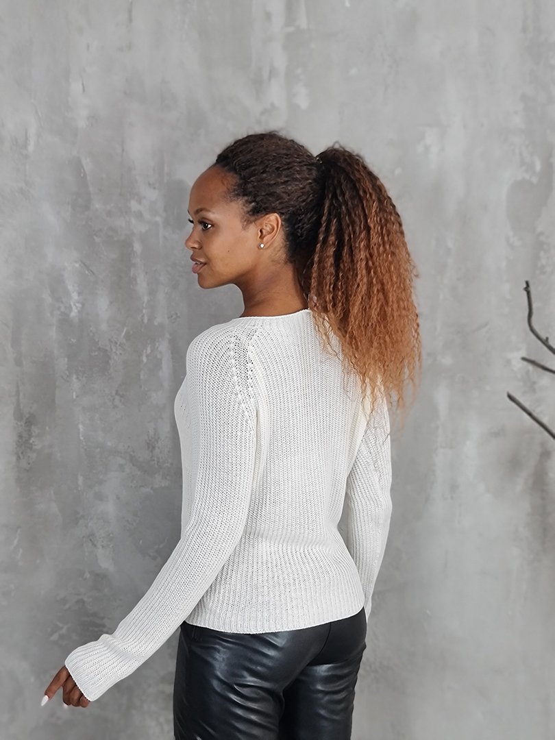 Джемпер Kontatto вязаный хлопковая пряжа молочный, фотография №3