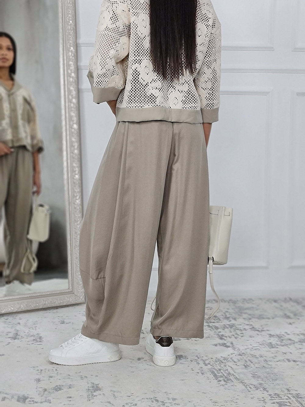 Брюки MIHOs тонкие багги оливка, фотография №4