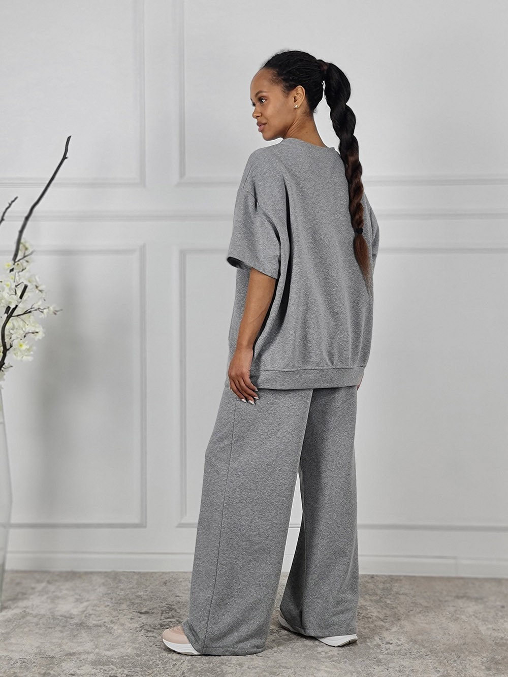 Костюм MOOIJ с блестками футболка и брюки серый, фотография №3