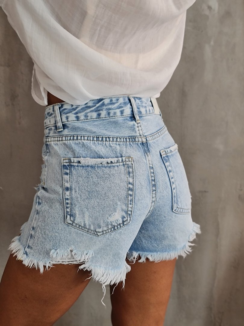 Шорты Miss Bonbon с потертостями голубые, фотография №4