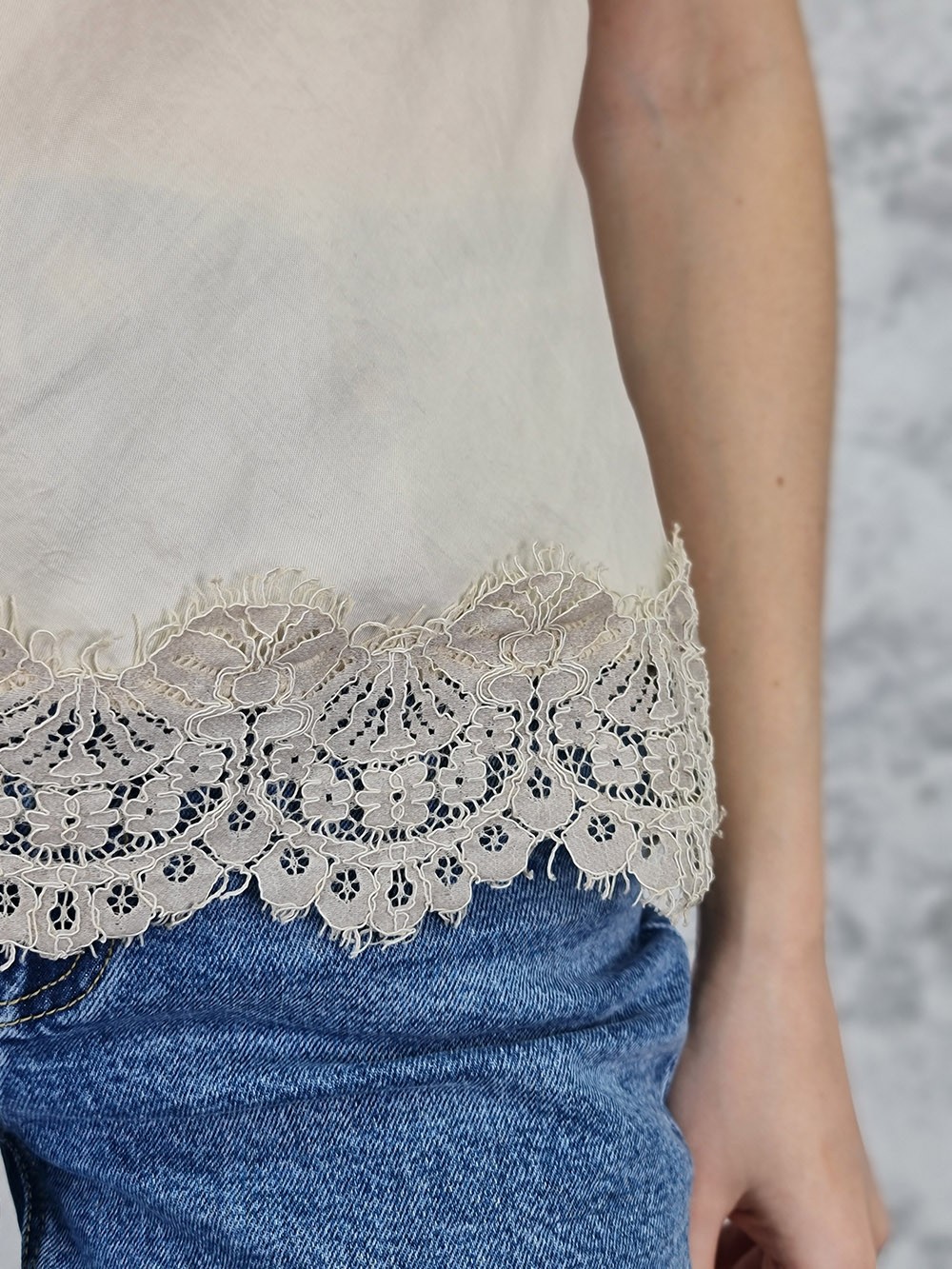 Топ MIHO'S с кружевом кремовый, фотография №4