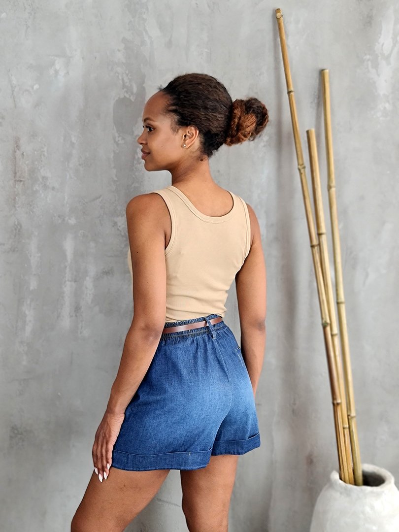 Шорты Please с тонким ремешком легкие синие , фотография №3