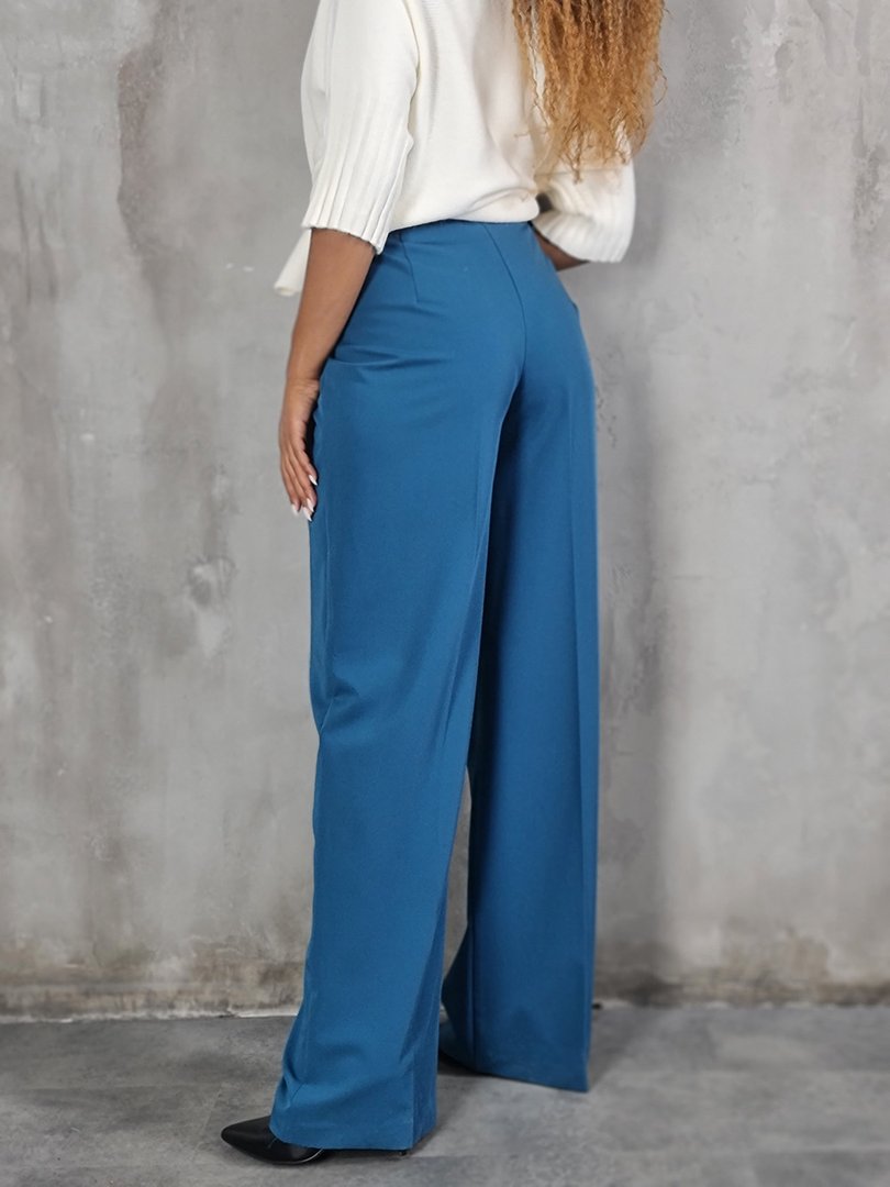 Брюки Imperial палаццо с шлёвками для ремня ярко-голубые, фотография №2