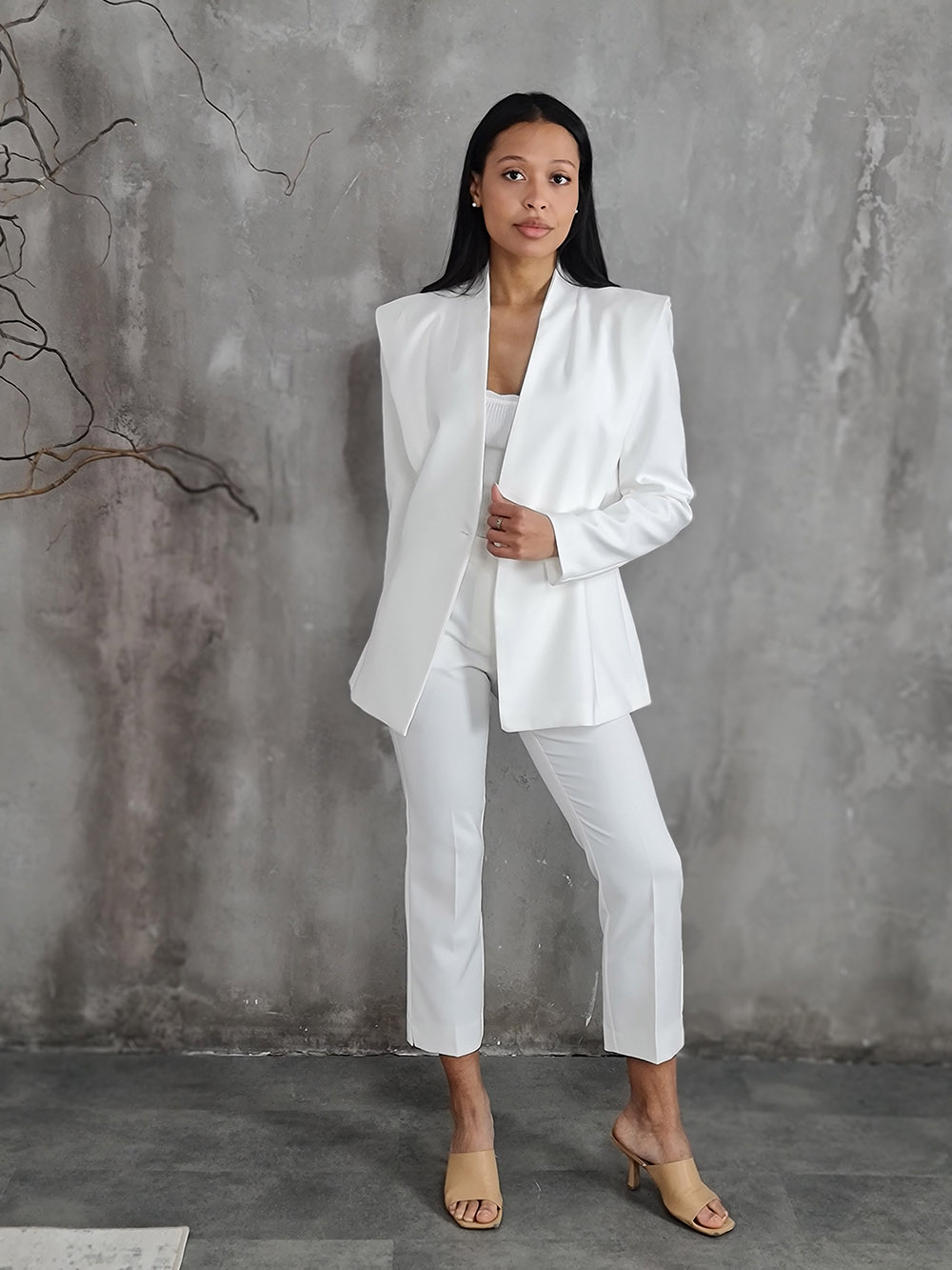 Пиджак Imperial приталенный на одной пуговице белый , фотография №5