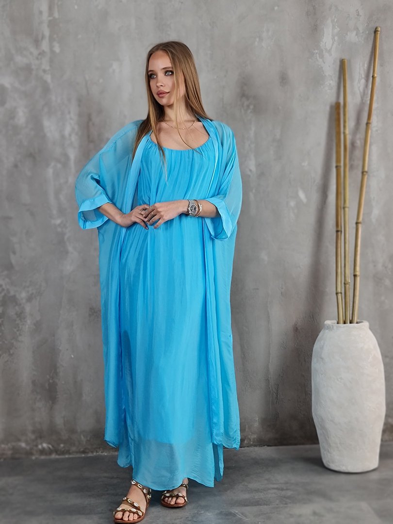 Накидка Silk New шелковая бирюзовая, фотография №2