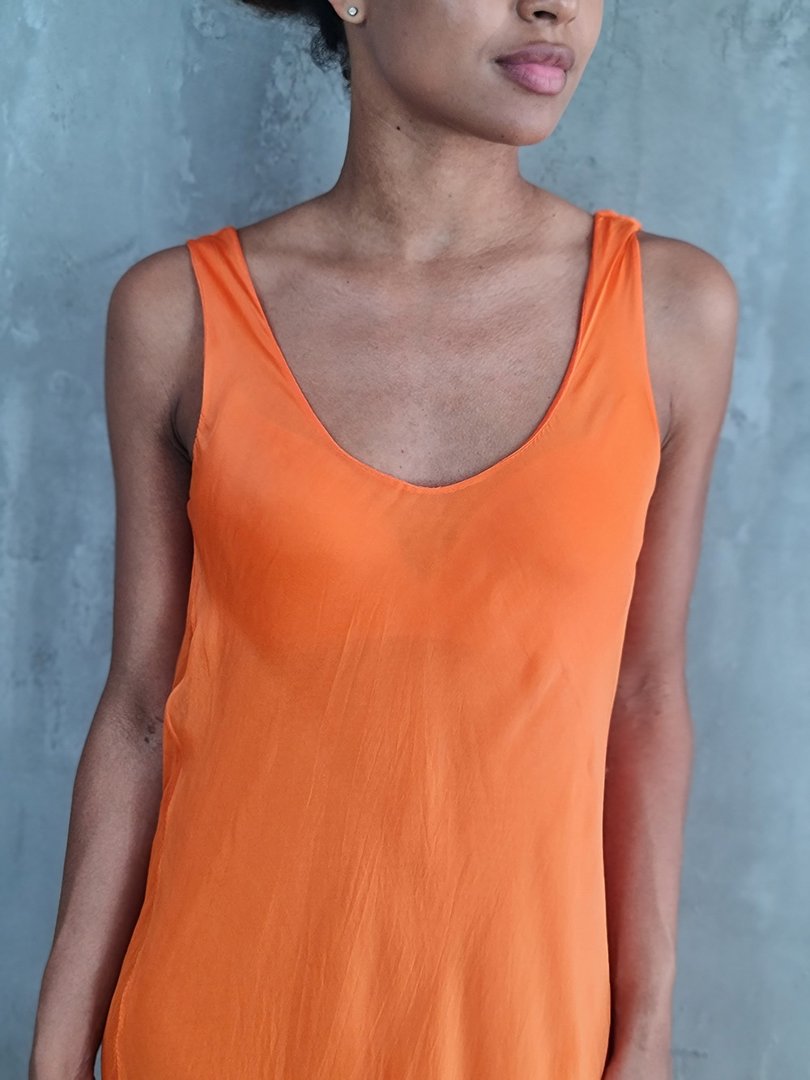 Сарафан Silk New в пол вискоза и шёлк оранжевый, фотография №3