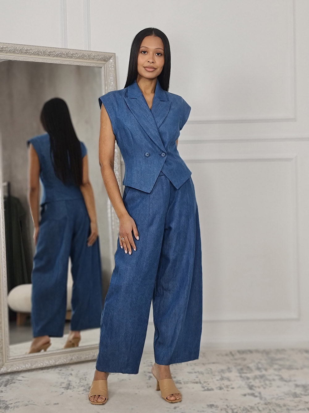 Костюм Imperial под джинсу жилет и брюки синий , фотография №1