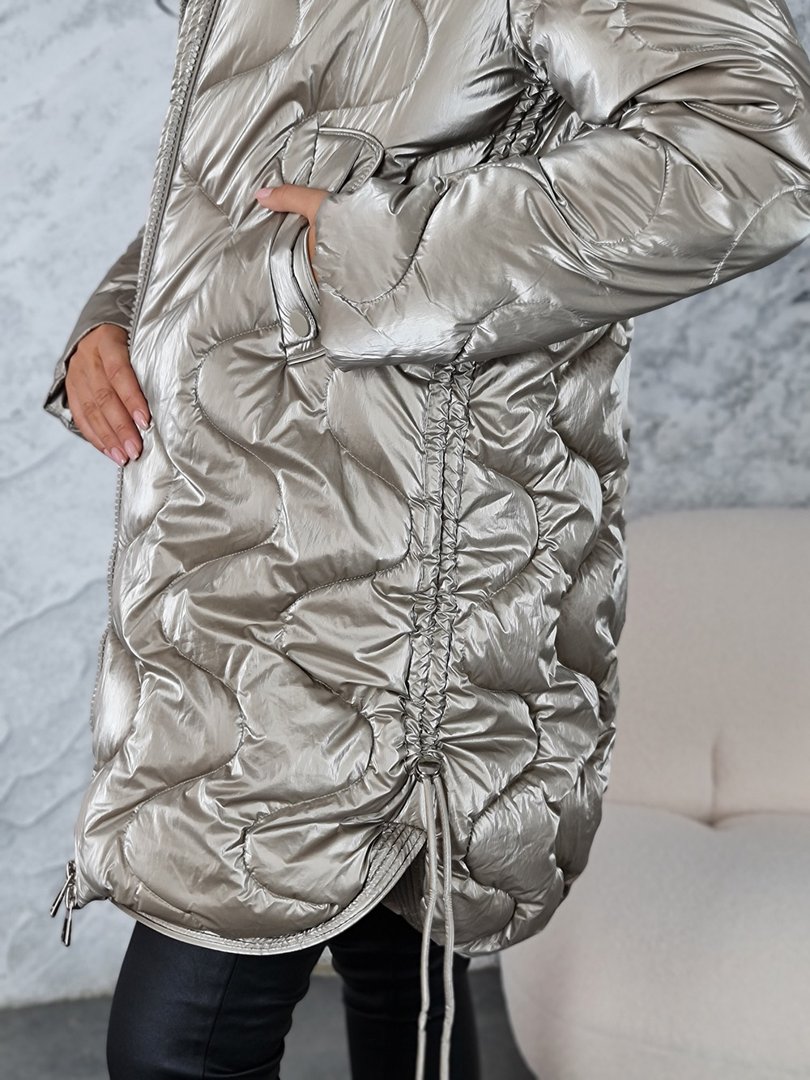 Пуховик Monte Cervino с завязками внизу капучино, фотография №5