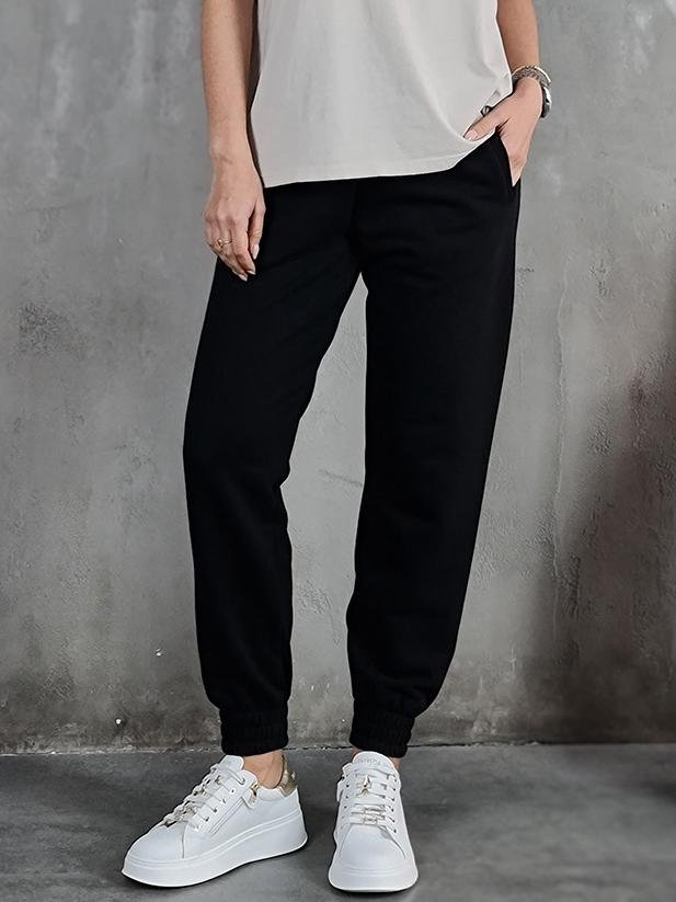 Брюки Imperial на резинке и с резинками внизу черные, фотография №1