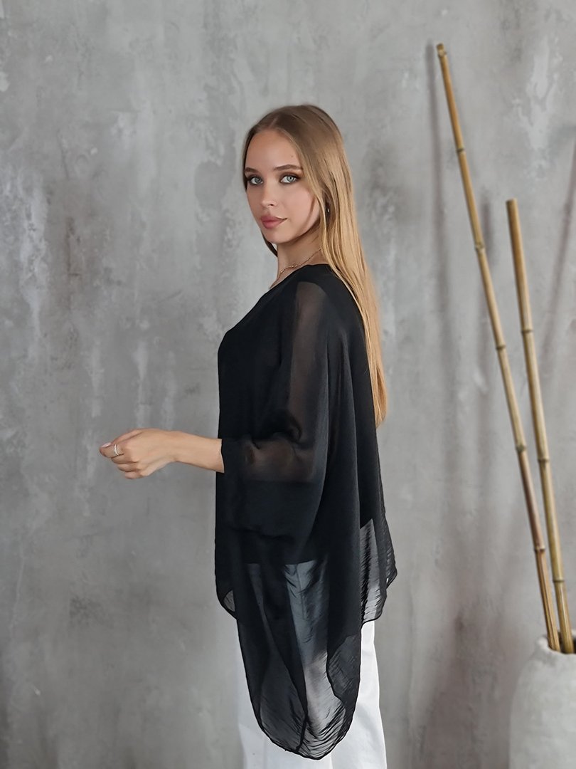 Туника Silk New свободная короткая черная, фотография №2