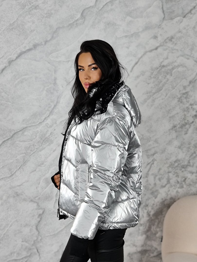 Куртка Monte Cervino с черным капюшоном серебро, фотография №2