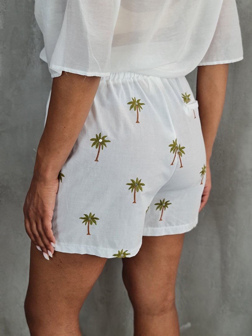 Шорты MIHO'S с пальмами и пайетками белые, фотография №3