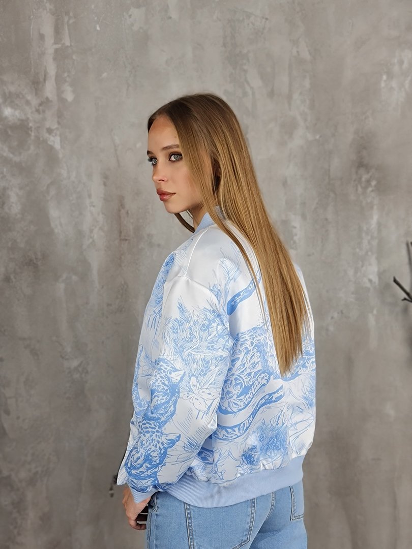 Бомбер Royal Belle с голубым леопардом белый, фотография №3