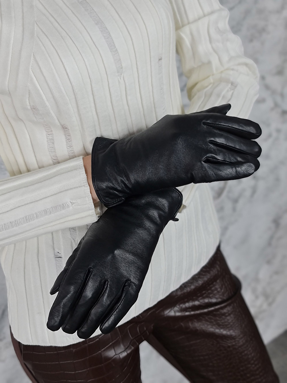 Перчатки Studio Fashion натуральная кожа черные, фотография №1