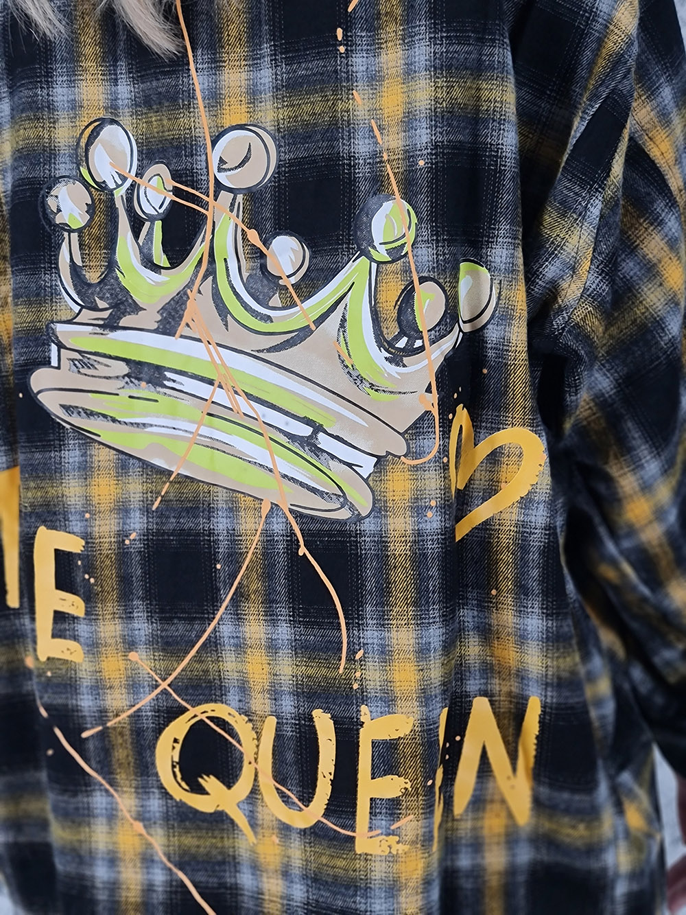 Рубашка Sevenday в клетку желтая принт на спине "Корона", фотография №3