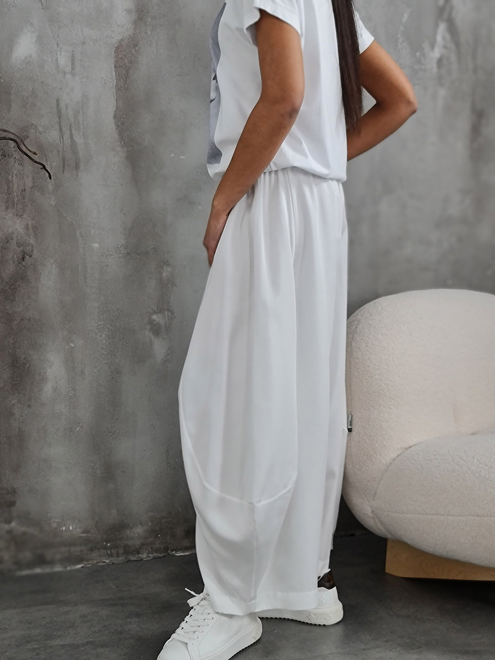 Брюки MIHOs тонкие багги белые , фотография №4