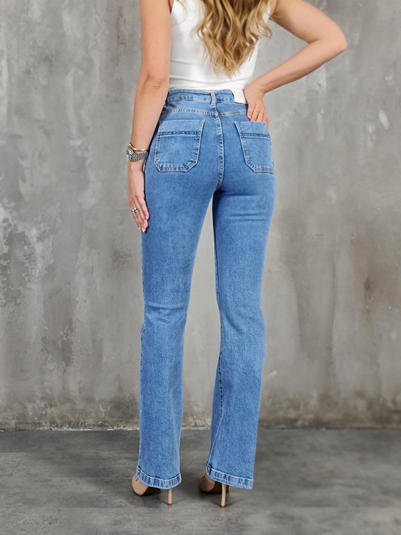 Джинсы Barbara Alvisi клёш с золотыми деталями голубые, фотография №3