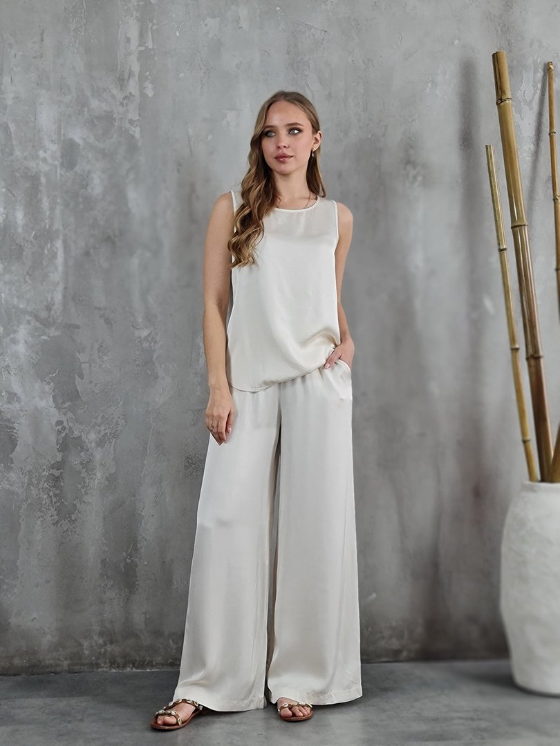 Костюм li.fe style топ с брюками молочный, фотография №2