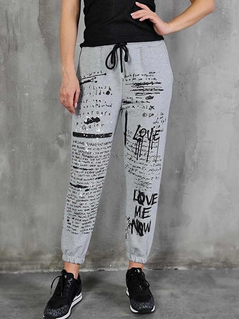 Брюки MIHO'S с принтами серые, фотография №1