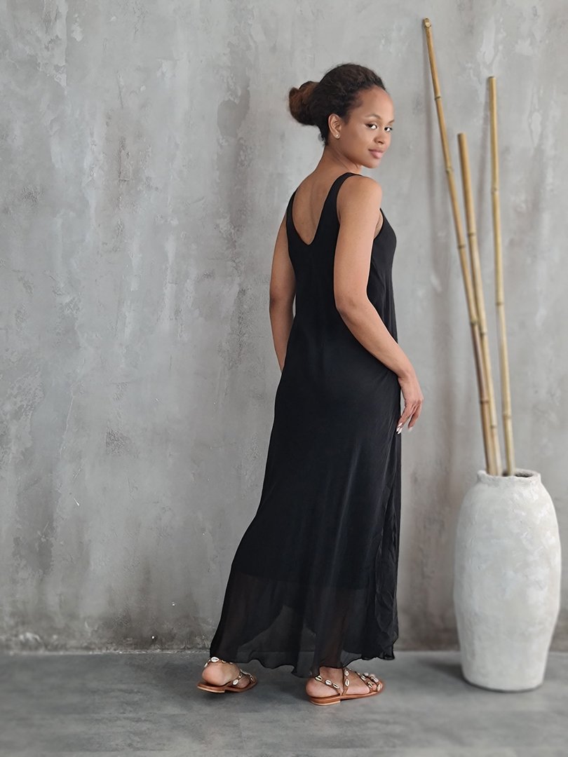 Сарафан Silk New в пол вискоза и шёлк чёрный, фотография №2