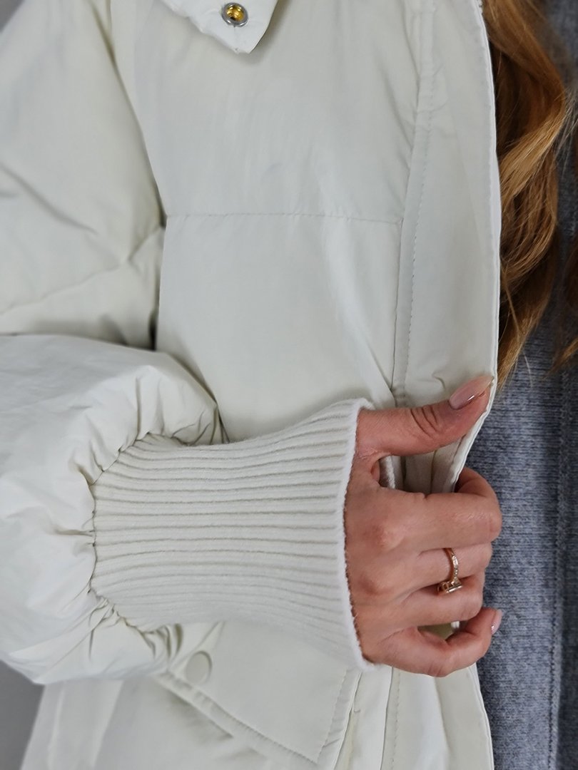 Пальто Imperial удлинённое с капюшоном молочное, фотография №7