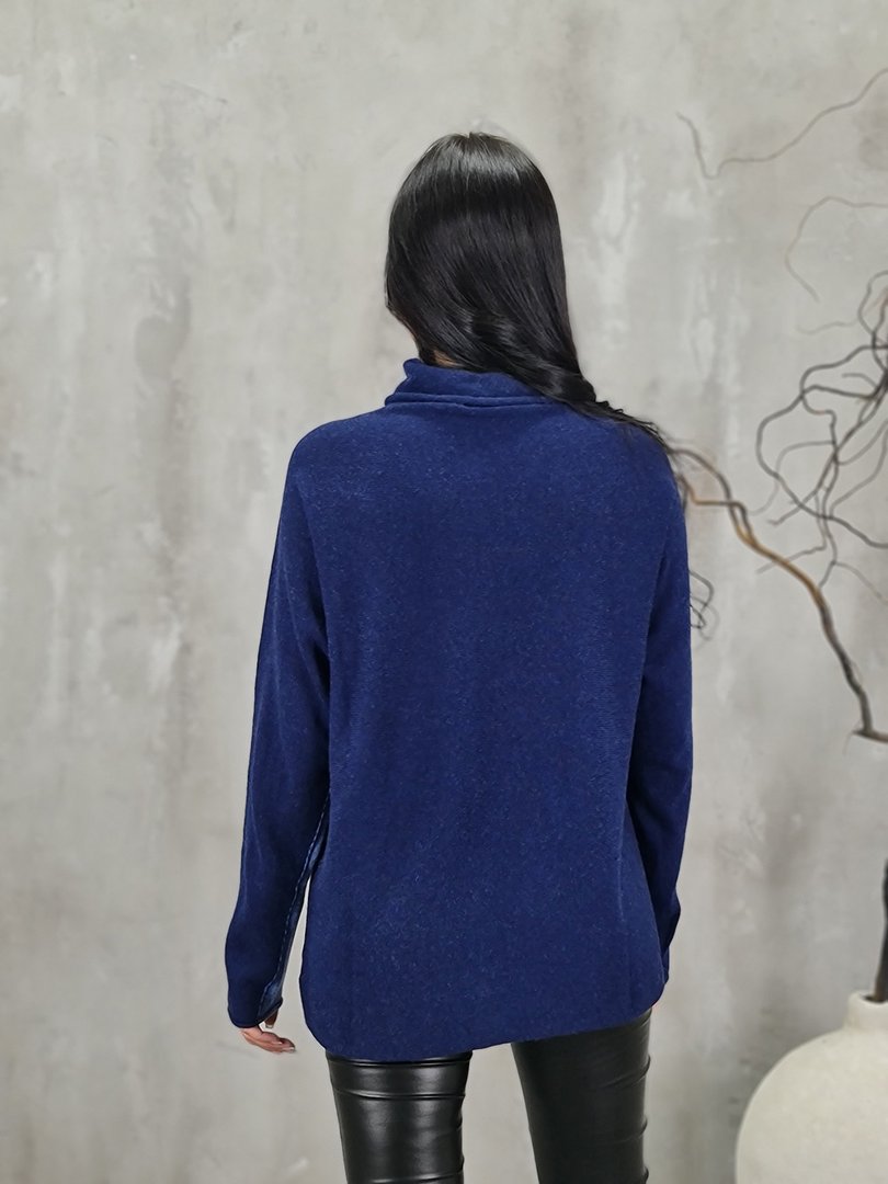 Водолазка Cashmere Blend с кашемиром двухцветная синяя/темно-синяя, фотография №2