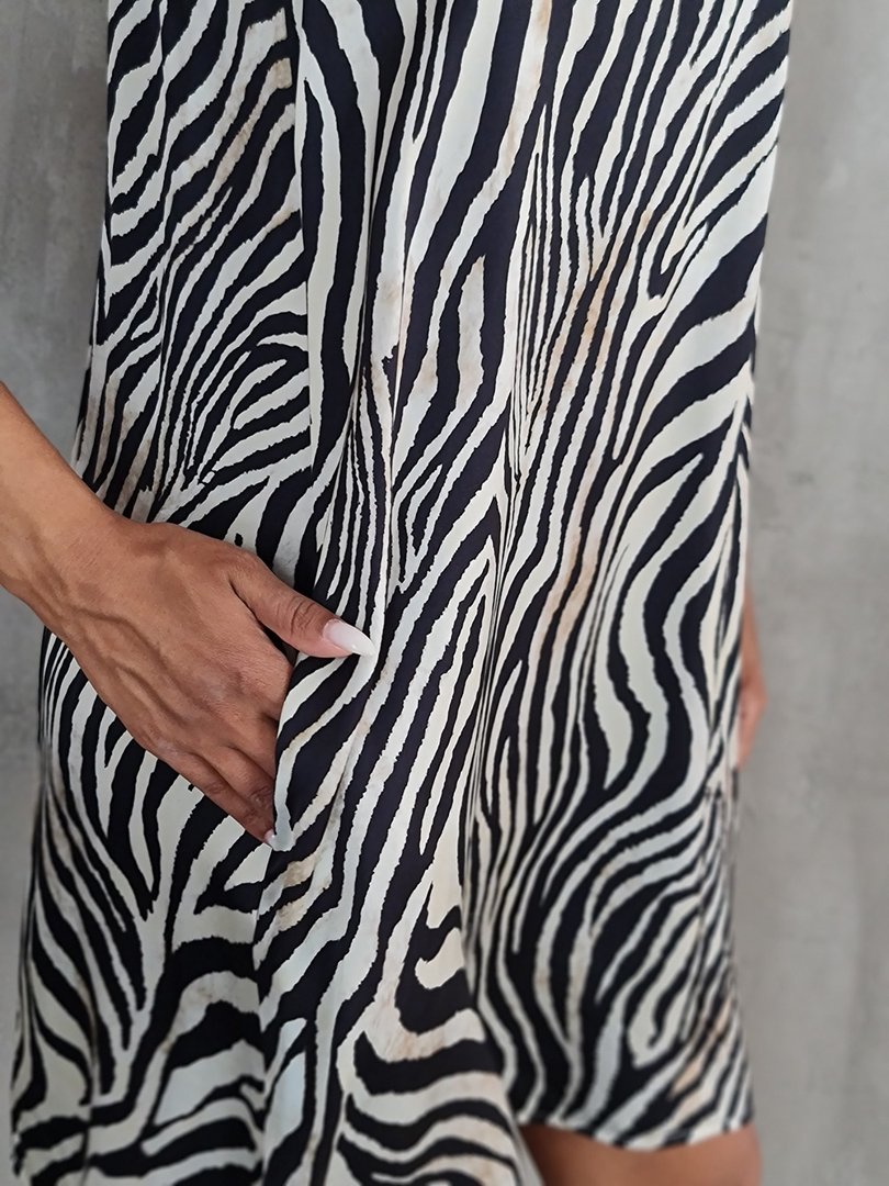 Платье STAR в полоску на резинке на спине черно-белое, фотография №4